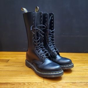 Dr. Martens 1914W Women's US Size 7 Black Smooth Leather Boots 14 Eye La…